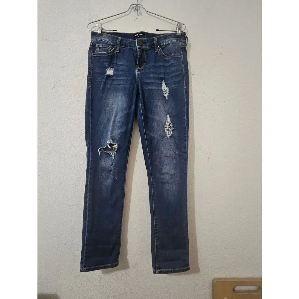 Dear John Jeans Madison Dark Blue Distressed Jeans Size 25